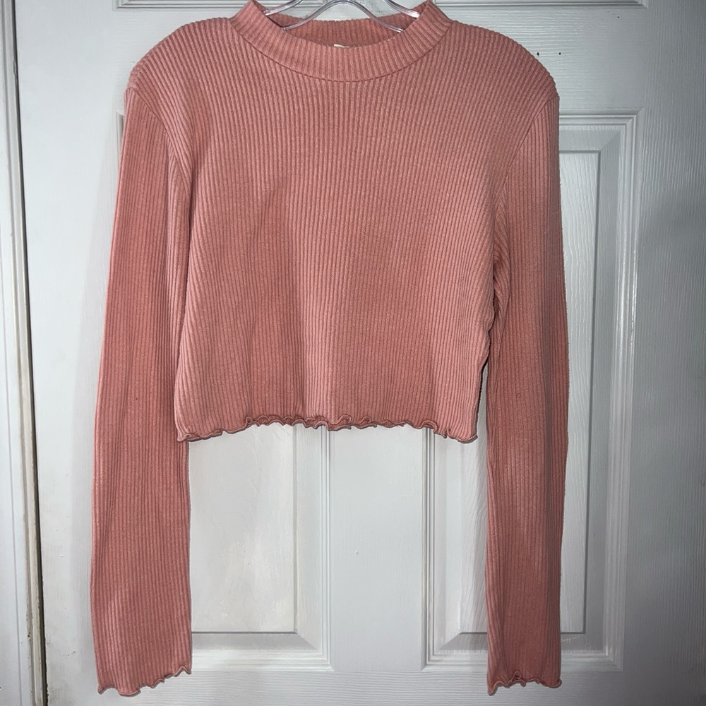 Peach Long Sleeve Crop Top
